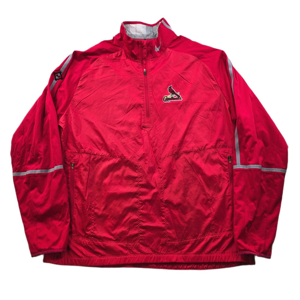 Nike Golf St Louis Cardinals 1/4 Zip Windbreaker Mens XL Red‎ Reflective Trim